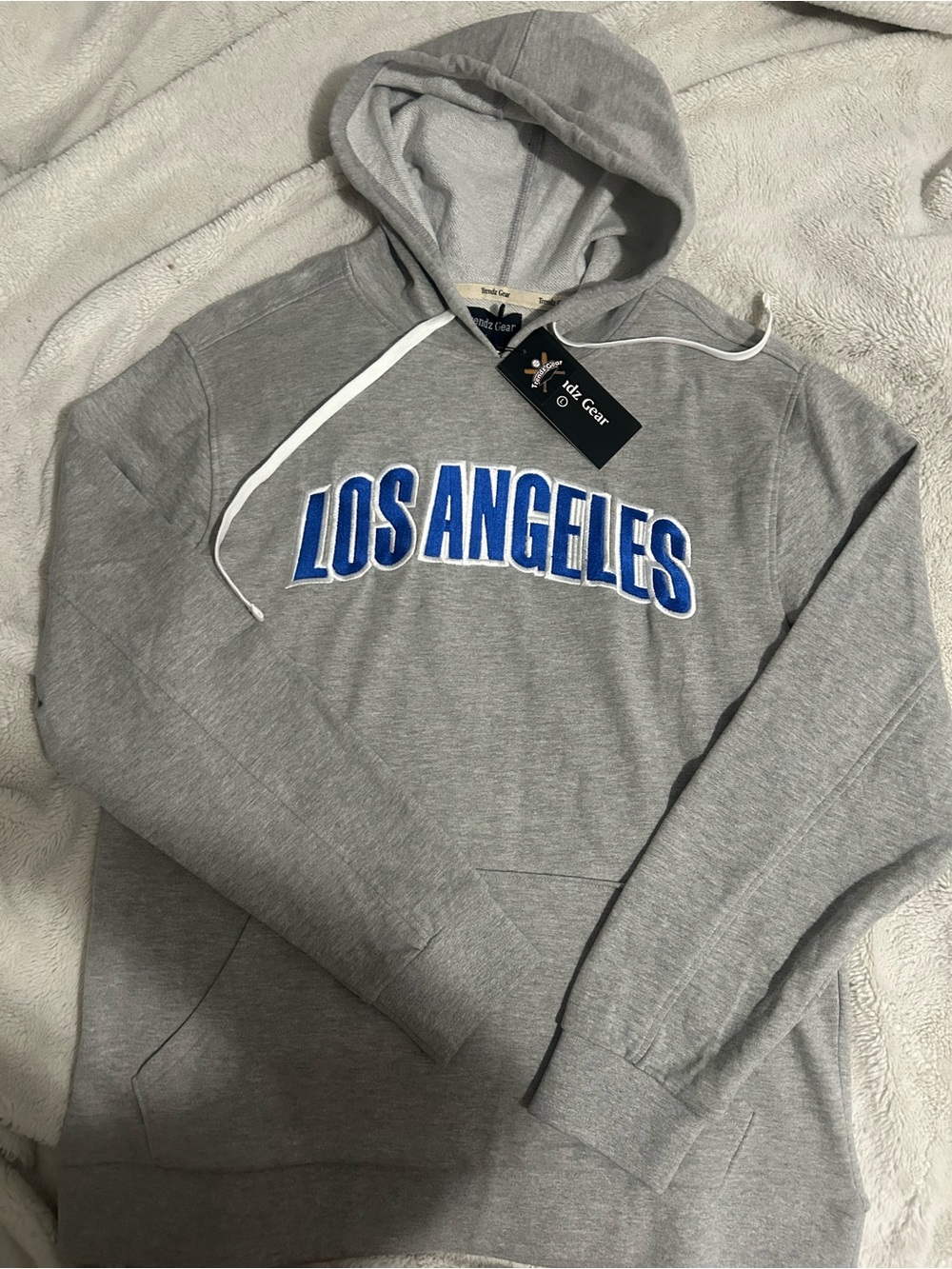 Los Angeles Grey Pullover Hoodie with Blue Lettering